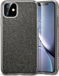 iPhone 12 Mini - Glitter Back Cover - Zwart
