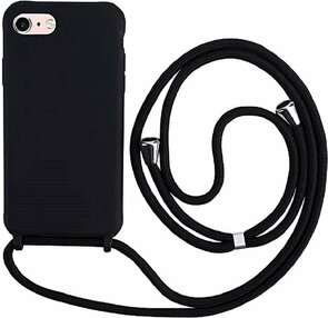 iPhone 7 &amp; 8 Zwart - TPU Back Cover met Koord