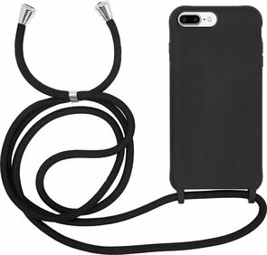 iPhone 7 Plus &amp; 8 Plus Zwart - TPU Back Cover met Koord