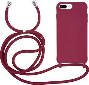iPhone 7 Plus &amp; 8 Plus Bordeaux Rood - TPU Back Cover met Koord